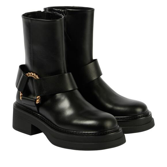 Dorothee Schumacher 'Chic Sophistication' Black Leather Combat Boots Size 12 - Picture 1 of 7
